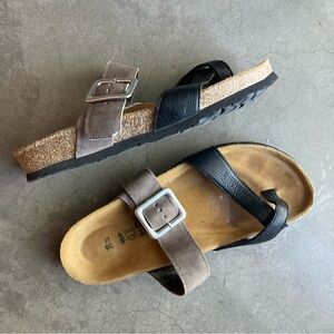 Naot Womens Fresno Leather Sandals  7.5 US 38 EU Cork Toe Loop Slide